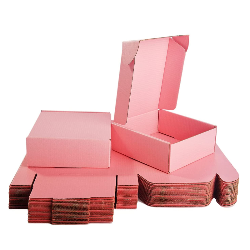 Boîtes d'expédition rose logo personnalisées pour sweats à capuche Boîte à cartons ondulés pliables