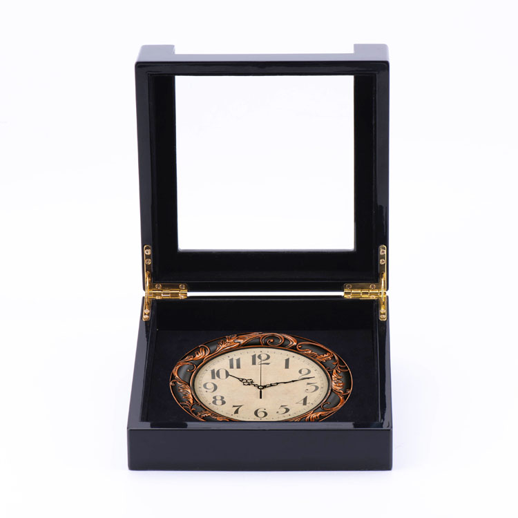 Corloge d'horloge à vente chaude en acrylique en verre montre en bois