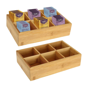 Bamboo à thé Organisateur Organisateur en bois Hot the the dather drawer rangement Organisateur de stockage avec 6 compartiments Boîte à coffre pour la station de café