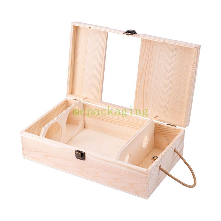 Bois solide de logo fait sur commande 1 2 4 boîte-cadeau en bois d'emballage de vin de 6 bouteilles en vrac