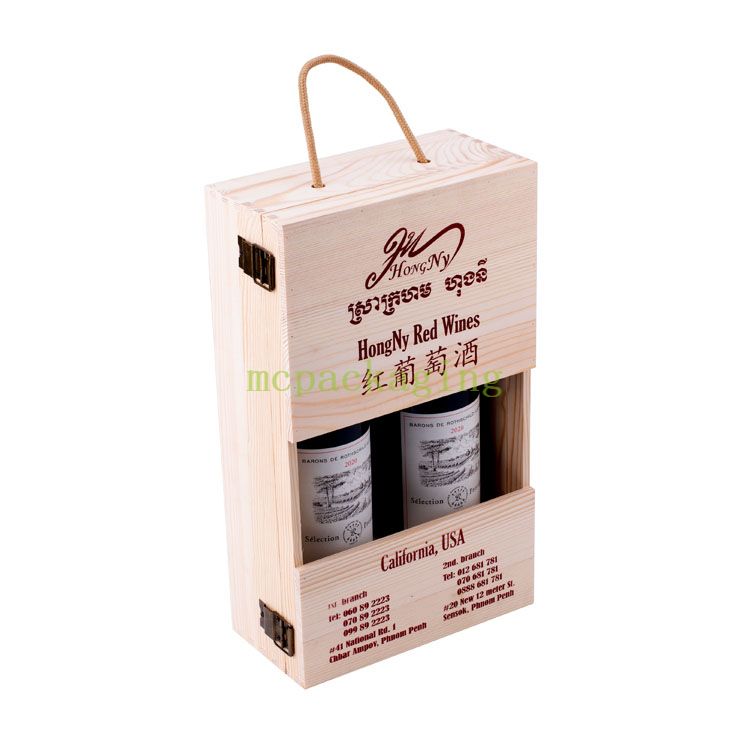 2 bouteilles Pine Boîte cadeau de vin en bois inachevé 6 Bouteille de vin Boîte en bois Boîte de vin en bois 3 bouteilles