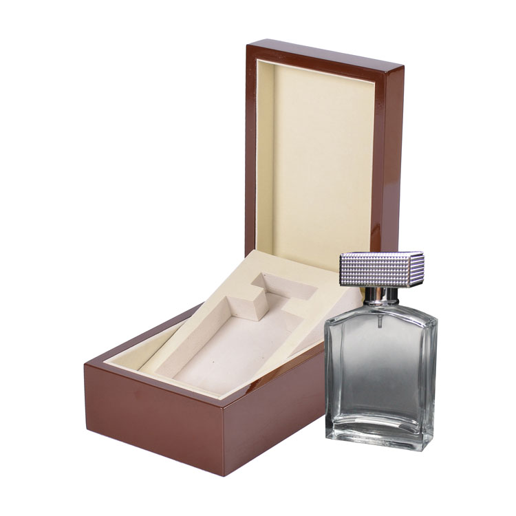 Petit plateau intérieur rectangulaire brun avec charnière élastique mobile pour le stockage et l'affichage de la boîte en bois de parfum pour l'emballage de peinture