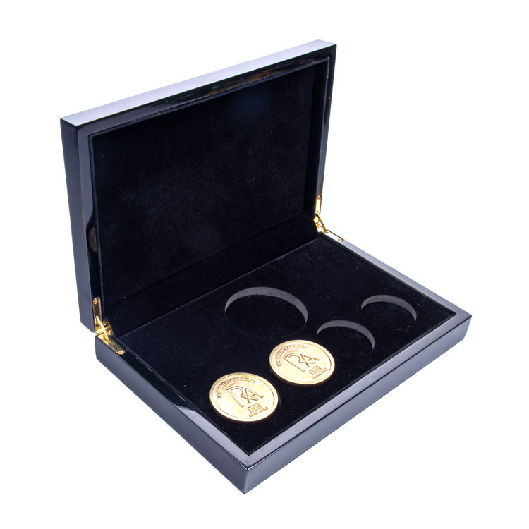 Étui de rangement ensemble de collection de monnaie en bois multiples avec plateaux en bois