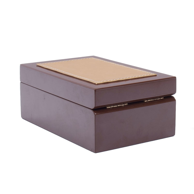 Petit plateau intérieur rectangulaire brun avec charnière élastique mobile pour le stockage et l'affichage de la boîte en bois de parfum pour l'emballage de peinture