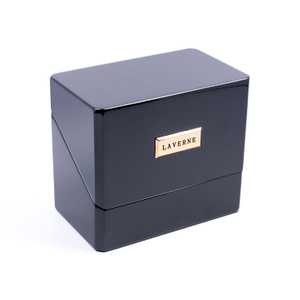Double bouteille Cube Shape Long Logo Black Piano Paint Essential Perfume Perfum Emballing Boîte
