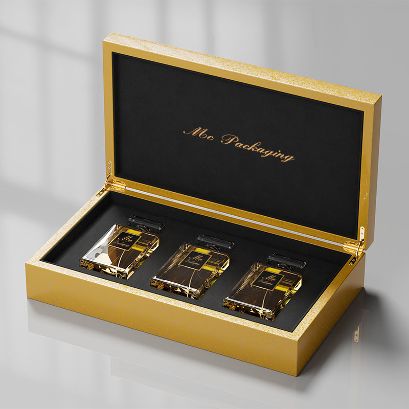 Boîte en bois de conception de vernissage de peinture brillante de luxe comme une boîte de parfum, accepte des bouteilles de parfum de luxe avec logo personnalisé avec emballage en boîte