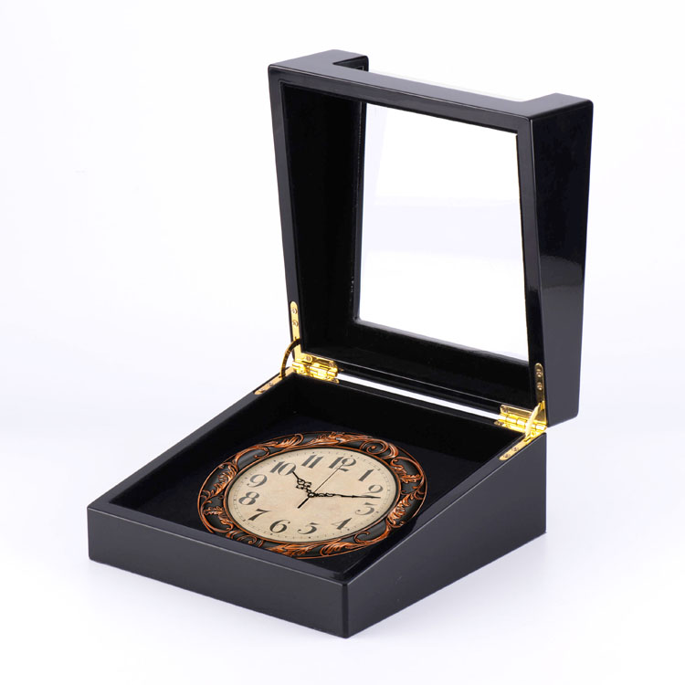 Corloge d'horloge à vente chaude en acrylique en verre montre en bois