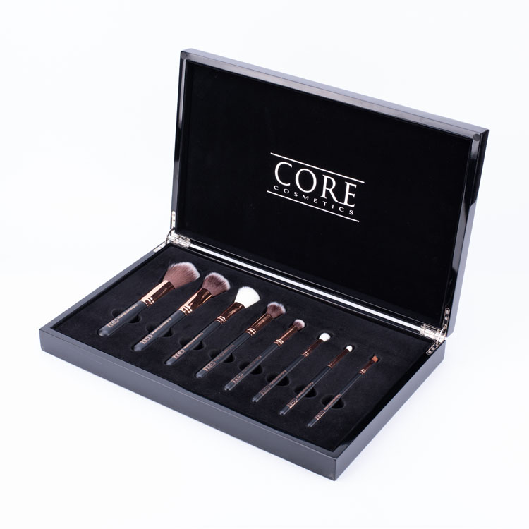 Ensemble de pinceaux de maquillage en bois Luxury Black Piano