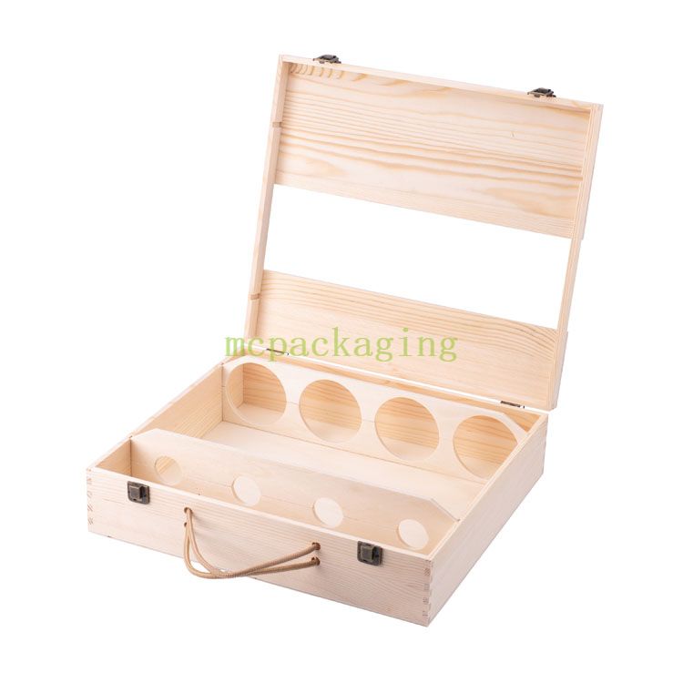 Bois solide de logo fait sur commande 1 2 4 boîte-cadeau en bois d'emballage de vin de 6 bouteilles en vrac