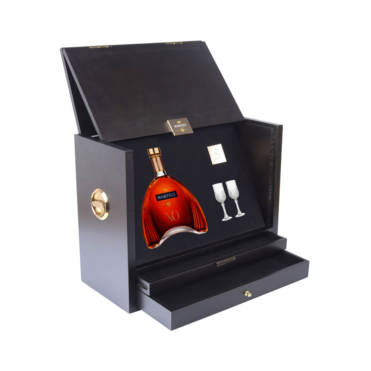 Boîte à vin distinctive en pin noir mat