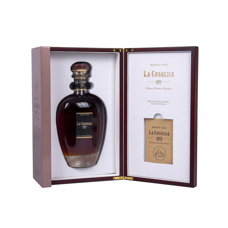 Bouteille en verre de cognac Flip Flap boîte en bois de vin