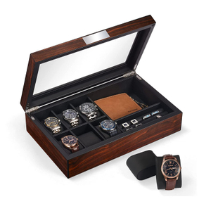 Boîte à montres en bois Inde Boîte à montres en bois Espresso massif Boîte à montres en bois à 12 fentes