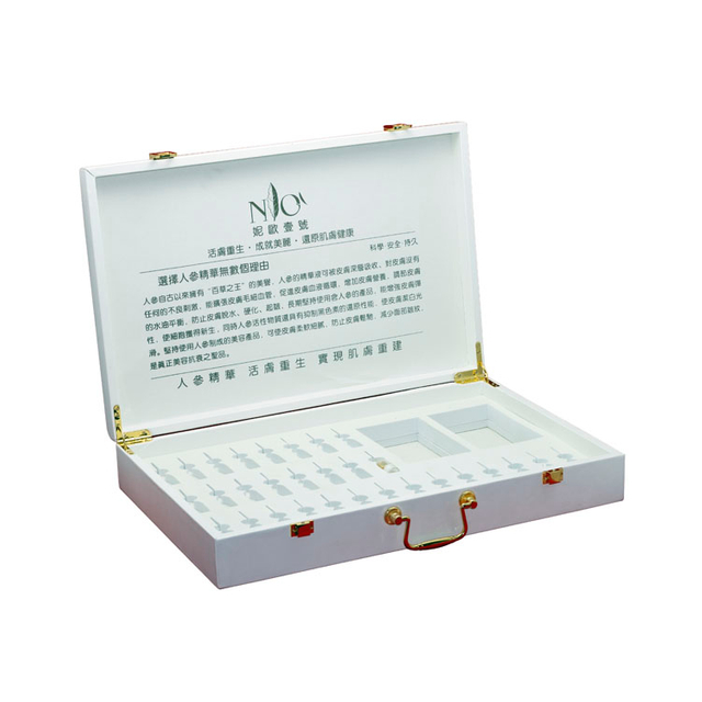 Jeweley White Watch Razor Collar Pin Pearl GVP White PU Le cuir Logo Cosmetic Cosmetic Essential Huile Boîte d'emballage