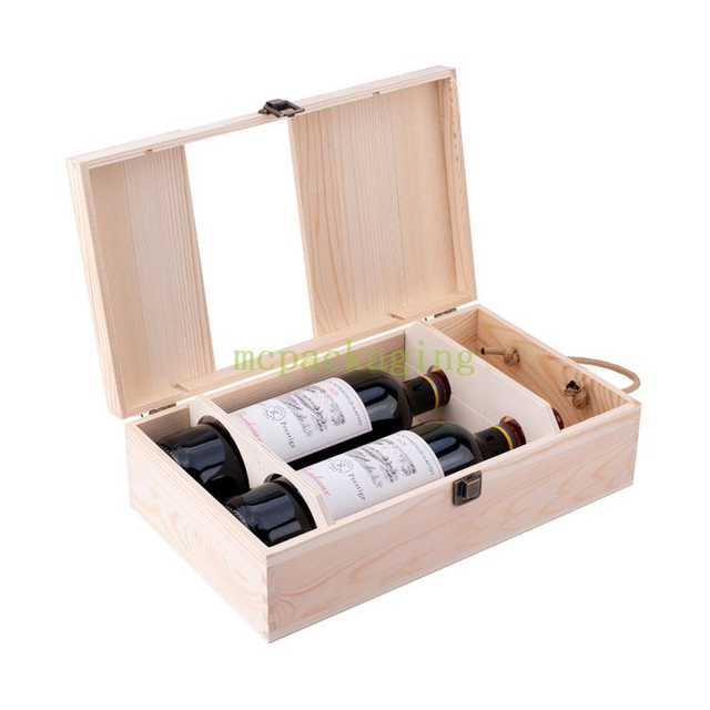 2 bouteilles Pine Boîte cadeau de vin en bois inachevé 6 Bouteille de vin Boîte en bois Boîte de vin en bois 3 bouteilles