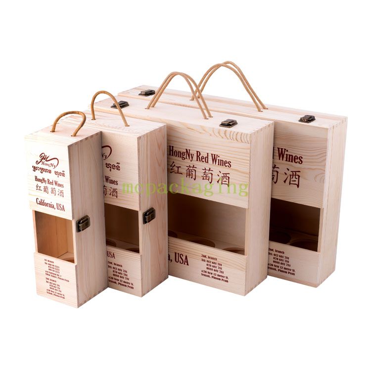 Bois solide de logo fait sur commande 1 2 4 boîte-cadeau en bois d'emballage de vin de 6 bouteilles en vrac