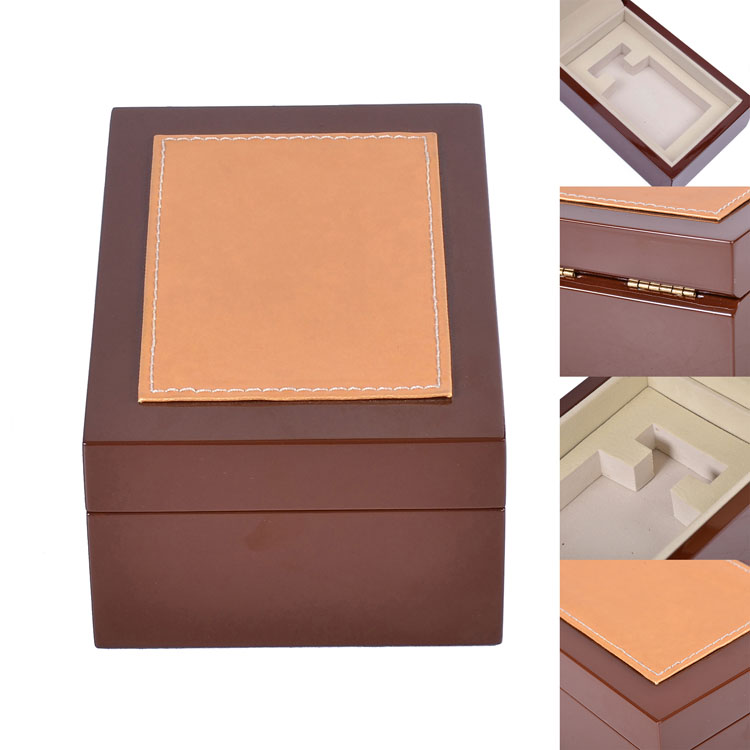 Petit plateau intérieur rectangulaire brun avec charnière élastique mobile pour le stockage et l'affichage de la boîte en bois de parfum pour l'emballage de peinture