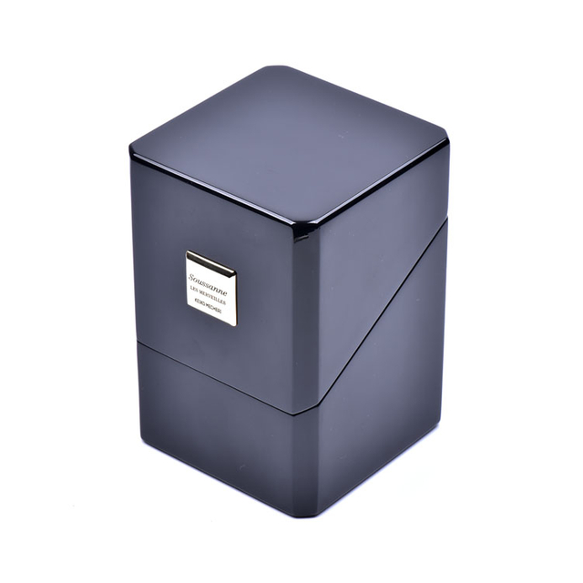 Cube Black Piano Paint Cover oblique 45 degrés Corner Perfume en bois Boîte d'emballage de parfum fait sur mesure